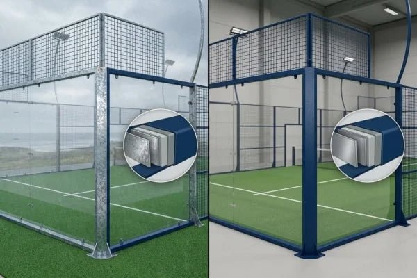 Corrosion protection options for padel court metal structures