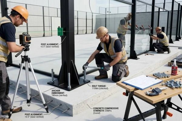 Padel court anchoring and foundation inspection