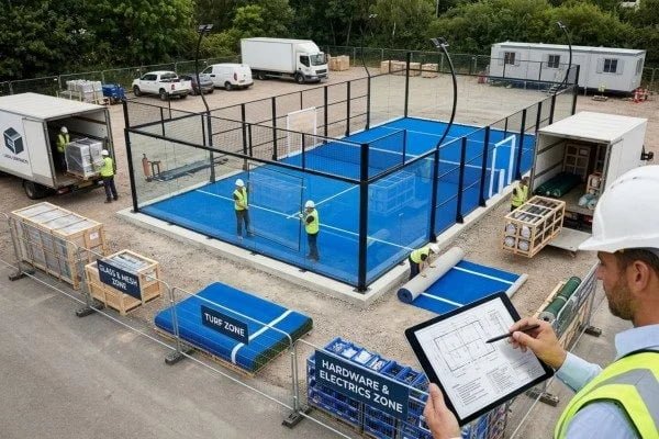 Separate padel court component sourcing evaluation