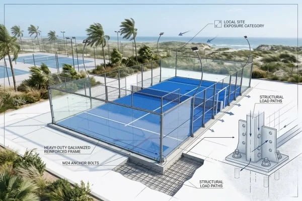 Factors affecting padel court wind resistance