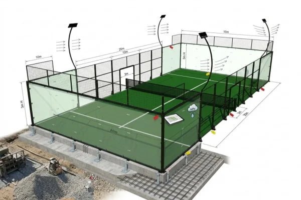 Site evaluation for a padel court steel frame