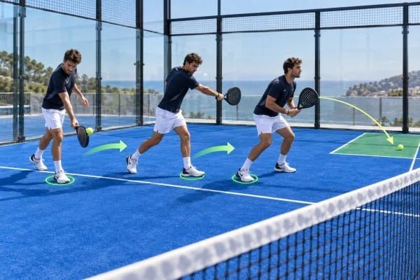 Post-contact movement after serving in padel