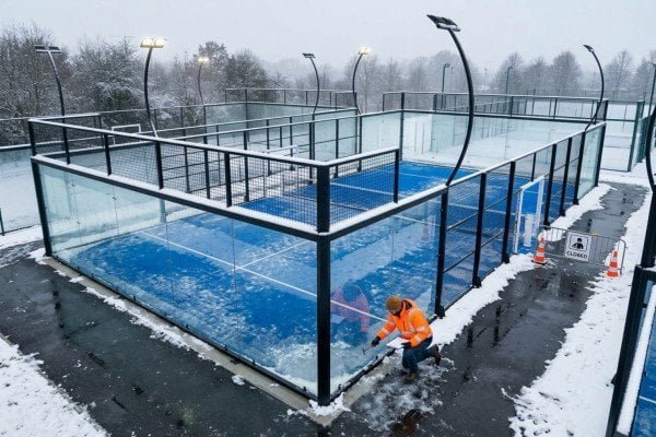 Winter padel court surface inspection