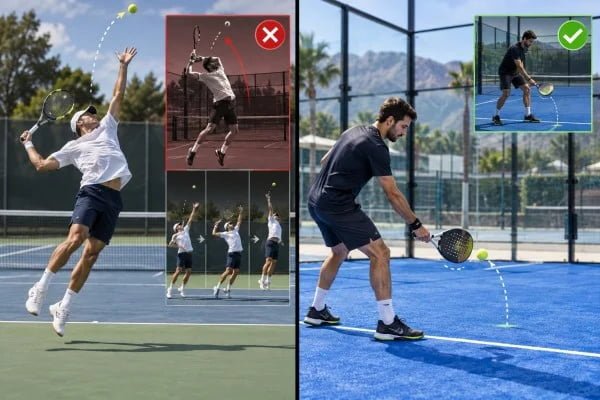Tennis and padel serving footwork comparison