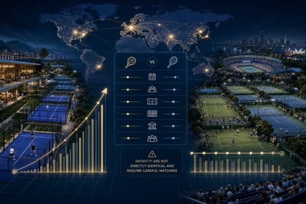 Global padel and tennis data comparison
