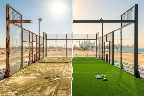 Weather resistant padel court materials for extreme heat
