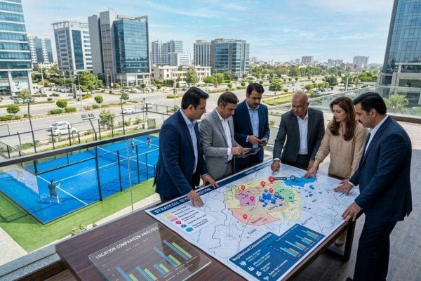 Selecting a city and site for padel in Pakistan