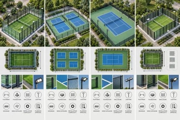 padel vs pickleball vs tennis vs paddle tennis facility requirements