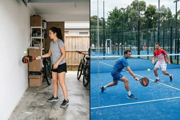 Comparing supplementary home drills with real padel court training